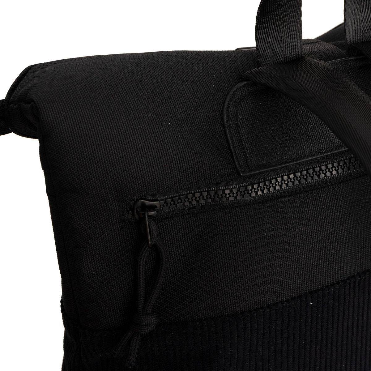 New Rebels Ribbi Rolltop-Rucksack mit Cord-Panel – Schwarz