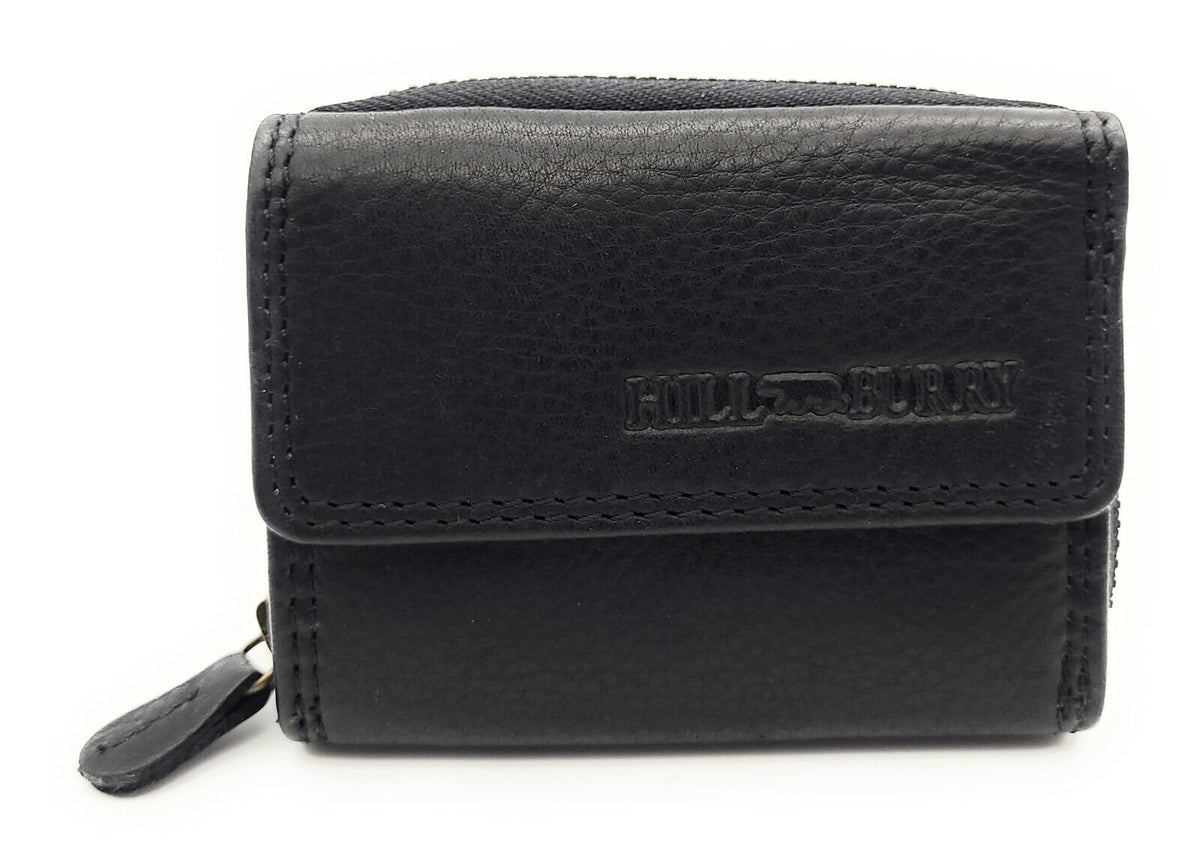 Hill Burry Mini echt Leder Damen Geldbörse Portemonnaie RFID NFC Schutz schwarz
