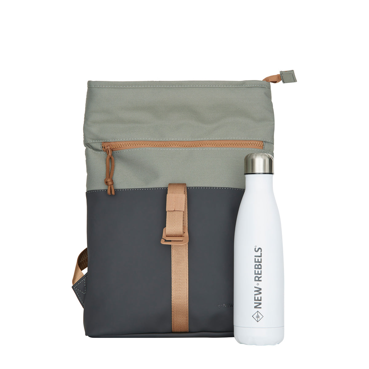 New Rebels Ferron Roll Up Rolltop City Rucksack Los Angeles wasserabweisend Anthrazit Kupfer