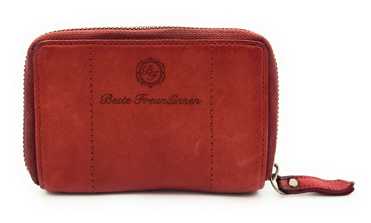 Jockey Club Damen Geldbörse Leder Rot – Vintage RFID Portemonnaie