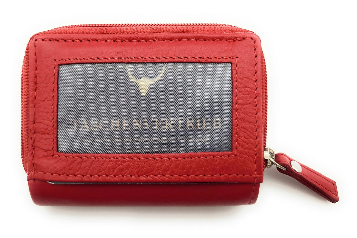 Jockey Club echt Leder Mini Geldbörse Portemonnaie mit RFID Schutz uni rot