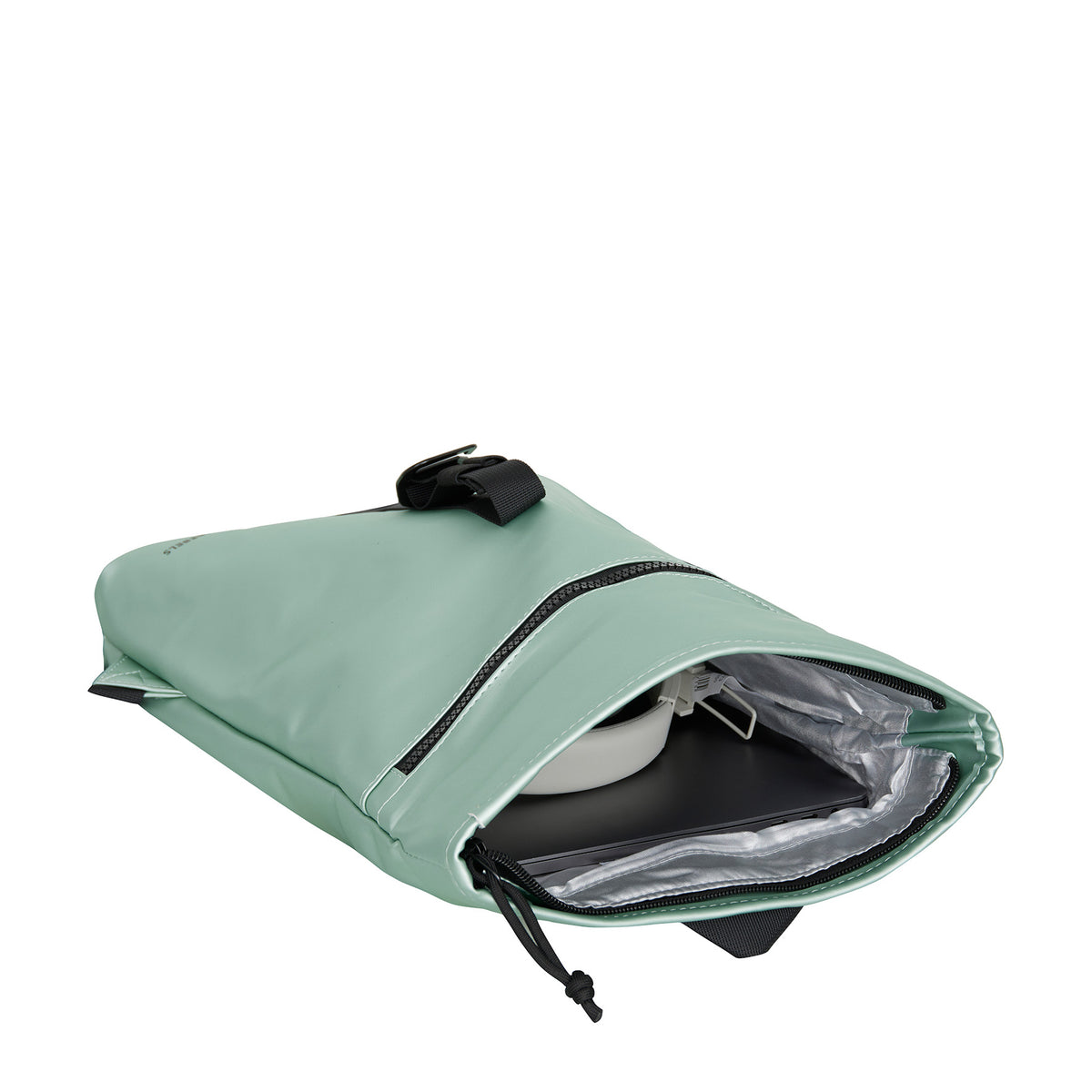 New Rebels Mart Roll Up Rolltop City Rucksack Los Angeles wasserabweisend metallic lightgreen grün
