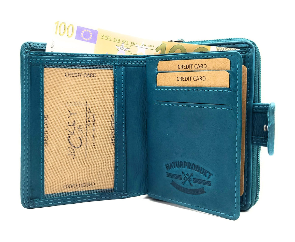 Jockey Club Leder Geldbörse Damen RFID Schmetterling Petrol