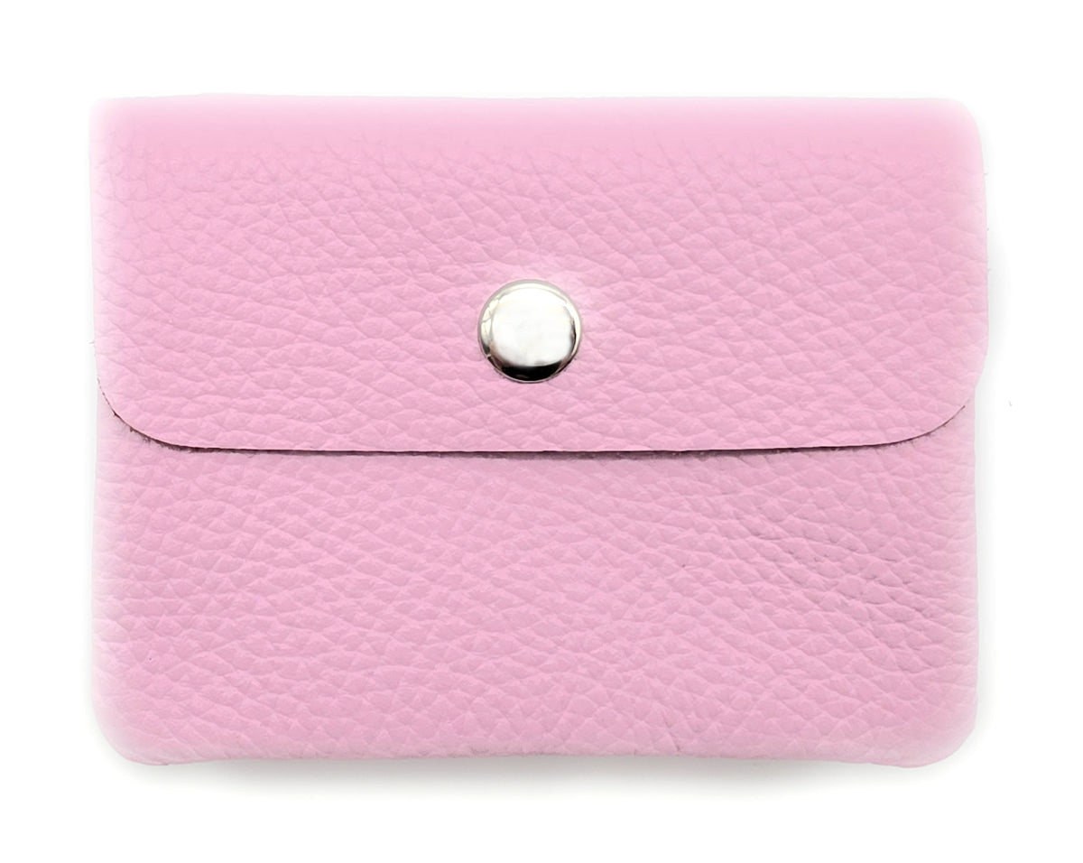 Mini Geldbörse aus echtem Rindleder – kompaktes Leder Portemonnaie Made in Italy rosa