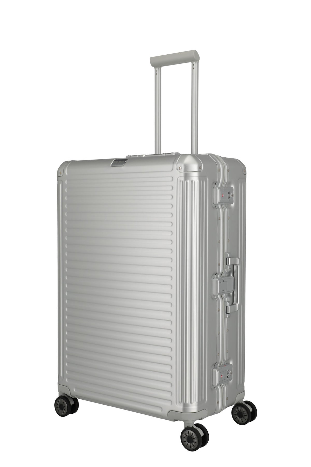 Travelite Next Trolley L – Aluminium Koffer 100 L, TSA, 4 Rollen, variable Packplatte