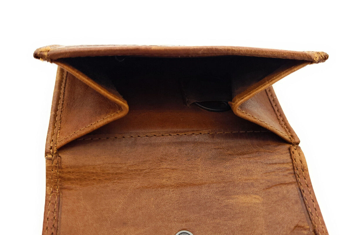 Jockey Club kleine kompakte echt Leder Geldbörse Wendebörse mit RFID Schutz cognac