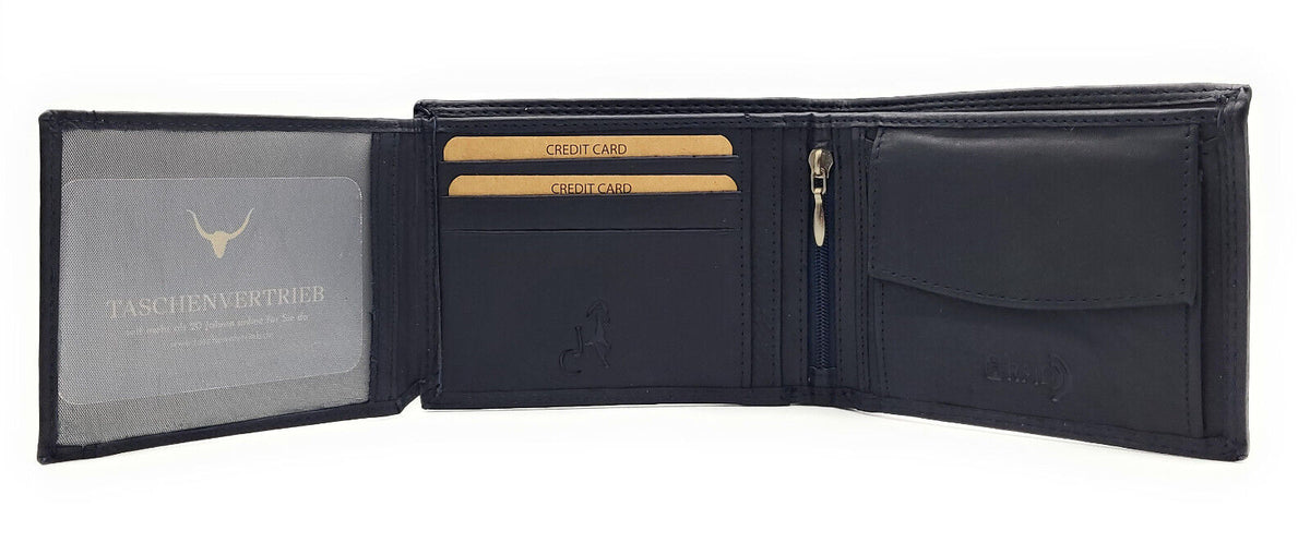 Jockey Club Basic echt Leder Herren Geldbörse Portemonnaie mit RFID Schutz navy blau