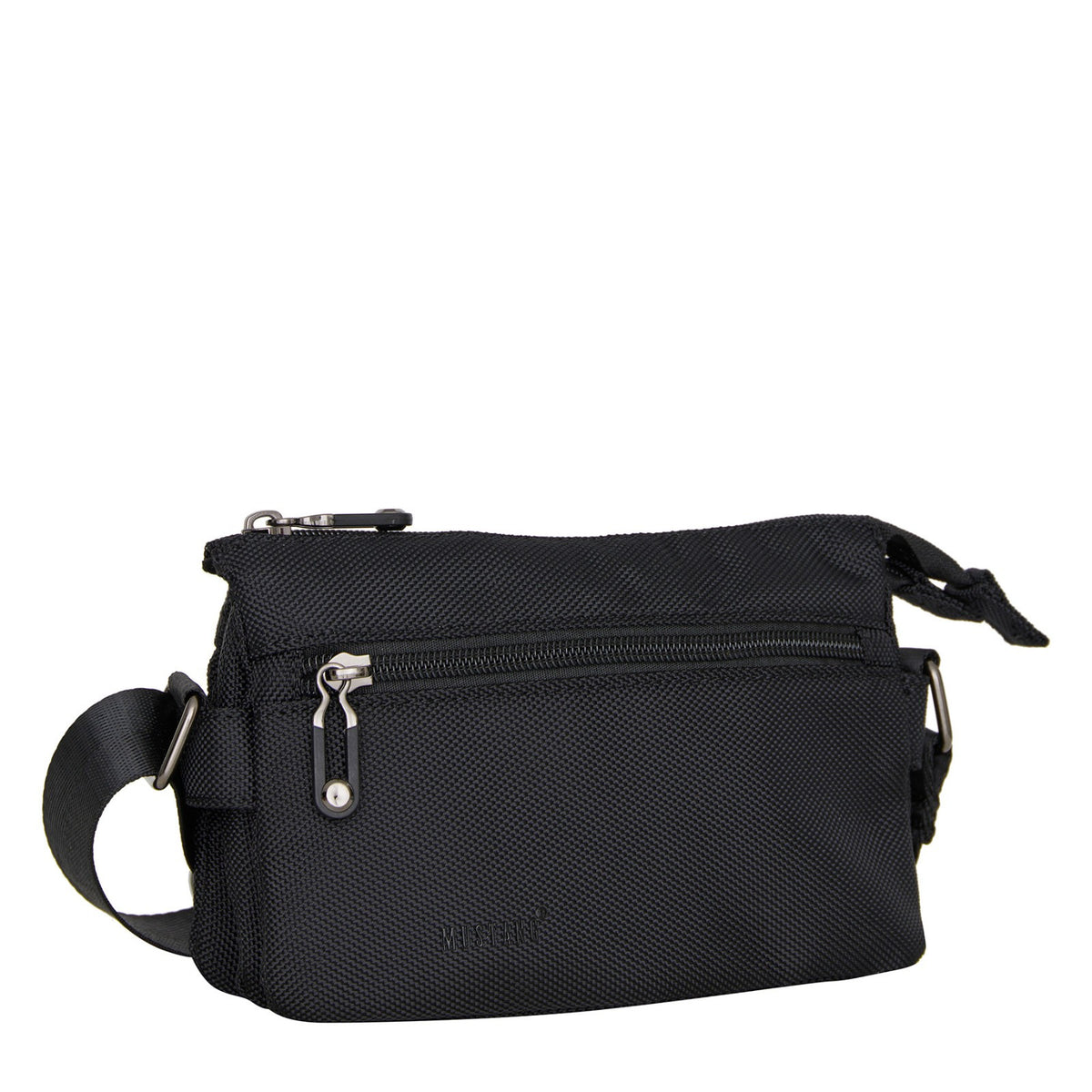 Mustang Umhängetasche Dabas – kleine Schultertasche aus Nylon mit Reißverschlussfächern & verstellbarem Gurt schwarz