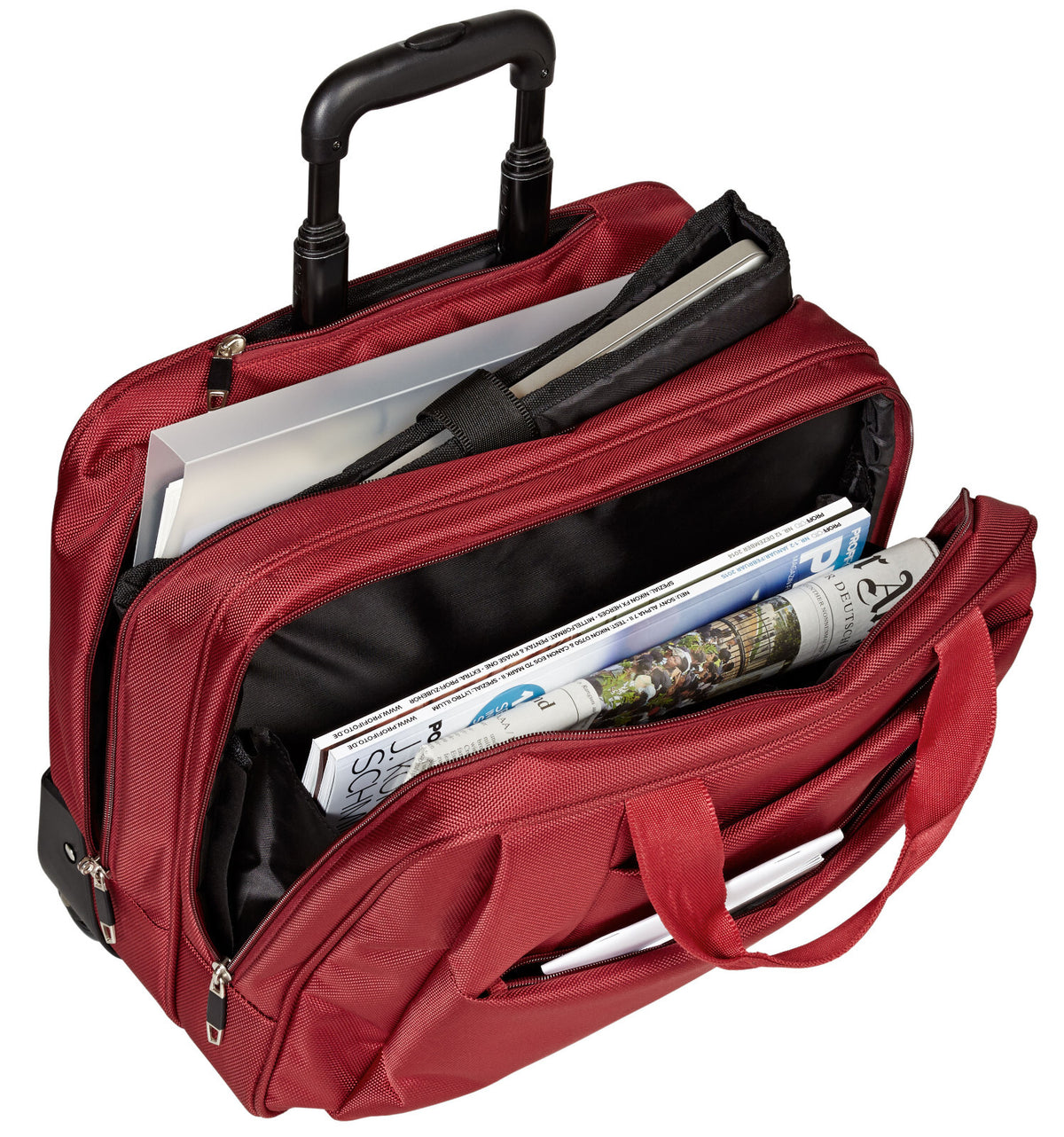 Dermata Office Case mit Trolley-System & Laptopfach 17", Nylon, Rot, 44,5 x 37 x 21 cm