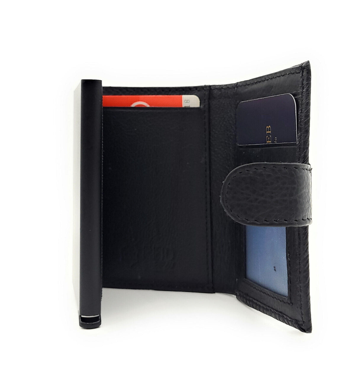 echt Leder Smart Wallet Mini Geldbörse Portemonnaie RFID Schutz schwarz