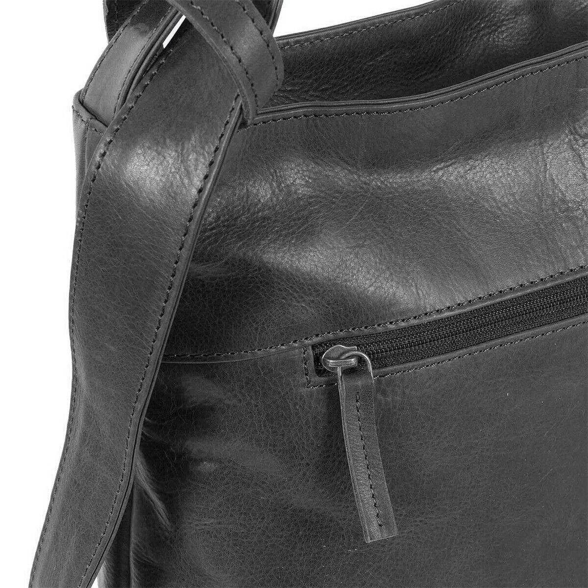 Justified Bags großer echt Leder Damen Shopper Handtasche Schultertasche Nynke vintage schwarz