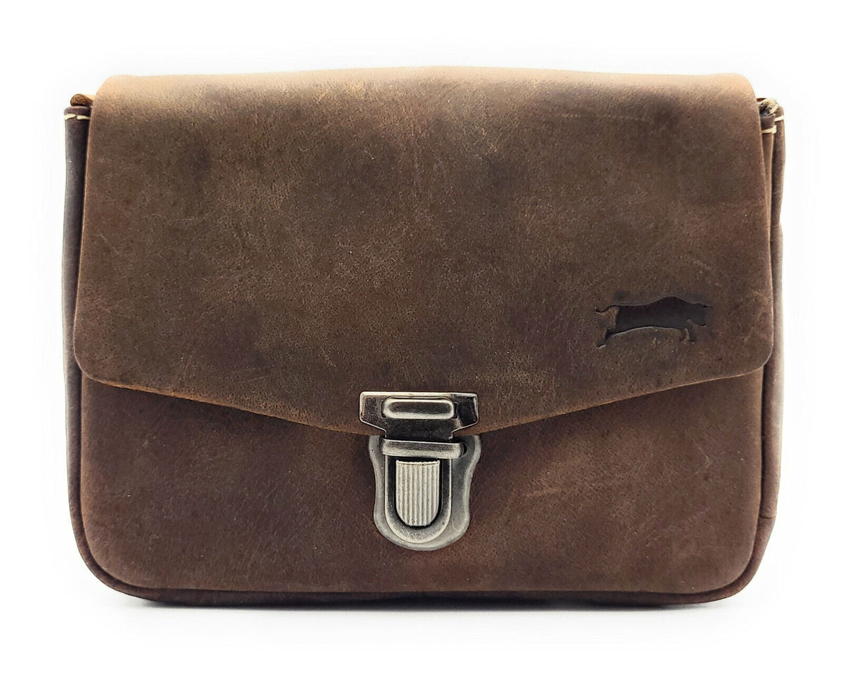 Ven Tomy Leder-Gürteltasche mit Überschlag und Steckschloss