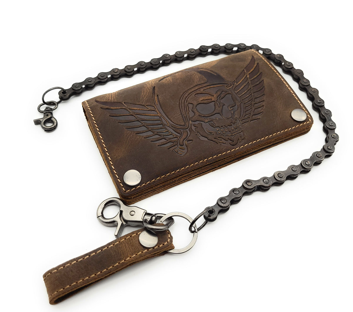 Jockey Club Biker Geldbörse | Hunterleder | RFID-Schutz | Kettensicherung | Vintage Design