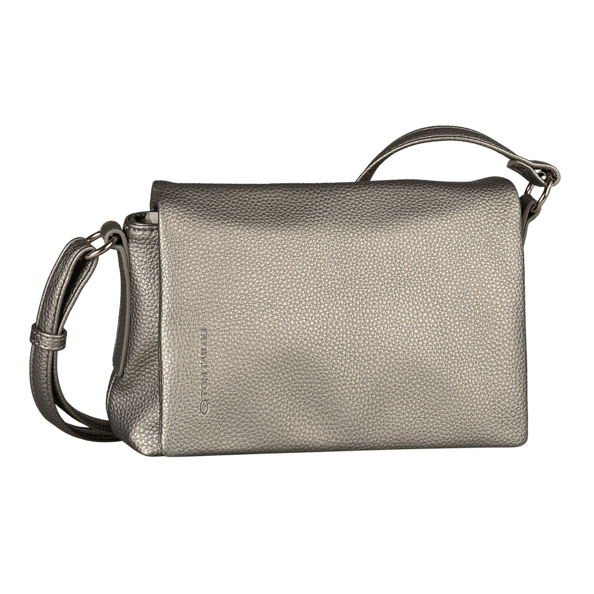 Tom Tailor Lissi Flap Bag S – kleine modische Umhängetasche mit Magnetverschluss metallic grey