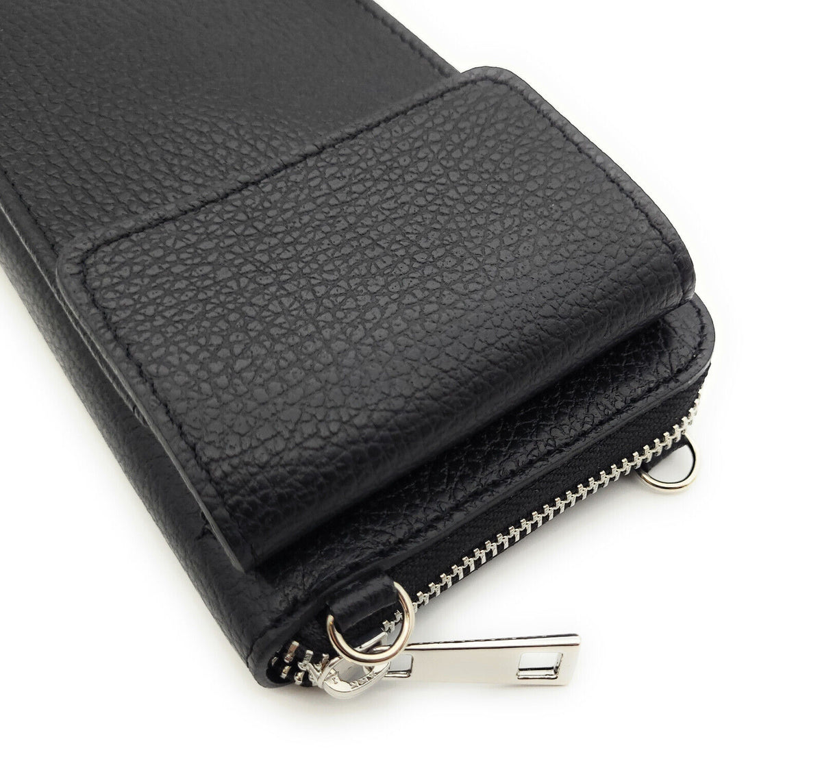 echt Leder Handytasche Smartphonetasche Geldbörse Umhängetasche made in Italy schwarz
