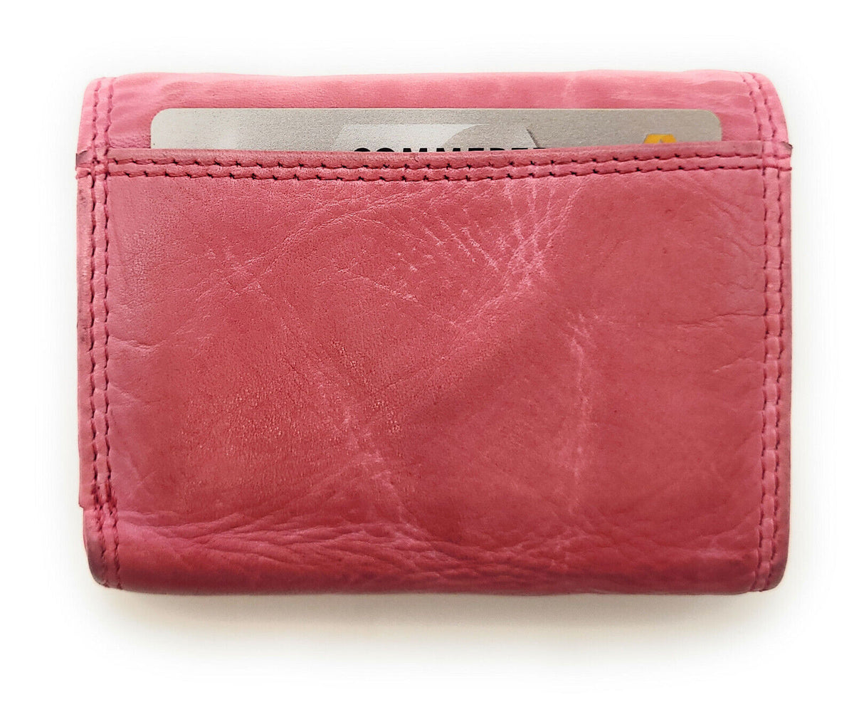 Hill Burry kleine echt Leder Damen Geldbörse Portemonnaie Waschleder RFID Schutz pink