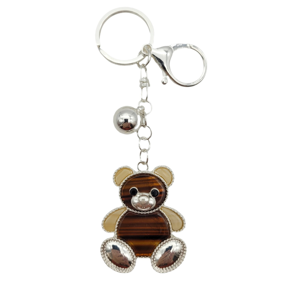Taschenanhänger Schlüsselanhänger süßer Bär - Metall Charm Silber - Handtaschenschmuck Accessoire für Damen