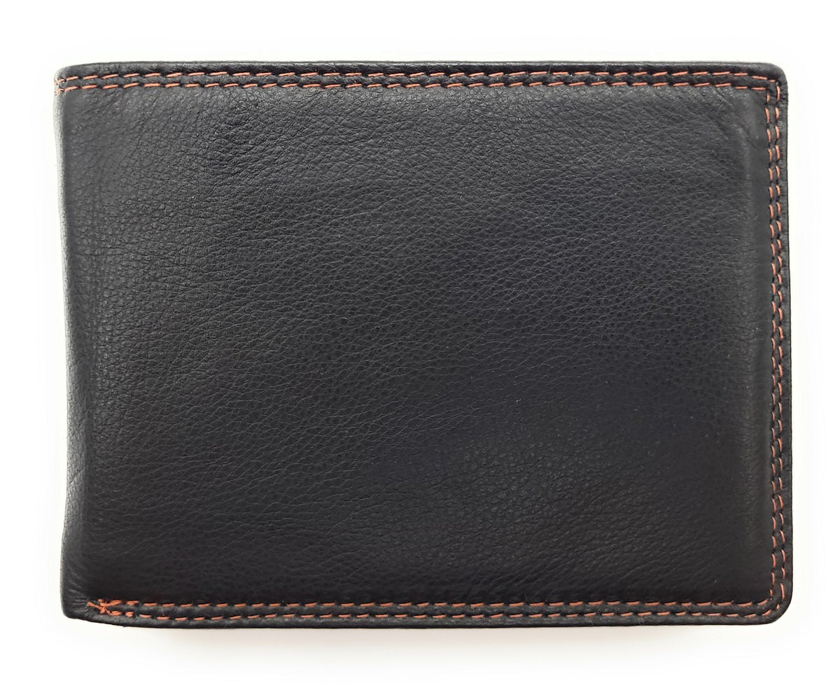Jockey Club Basic Geldbörse aus Rindleder mit RFID-Schutz, Reißverschlussfach, 6 Kartenfächern, 2 Sicht- & 2 Einsteckfächern, Münzfach & Doppelnaht schwarz braun