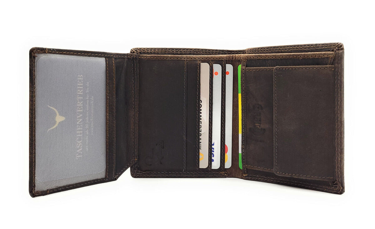 Jockey Club Basic echt Leder Mini Geldbörse Portemonnaie Geldbeutel mit RFID Schutz braun