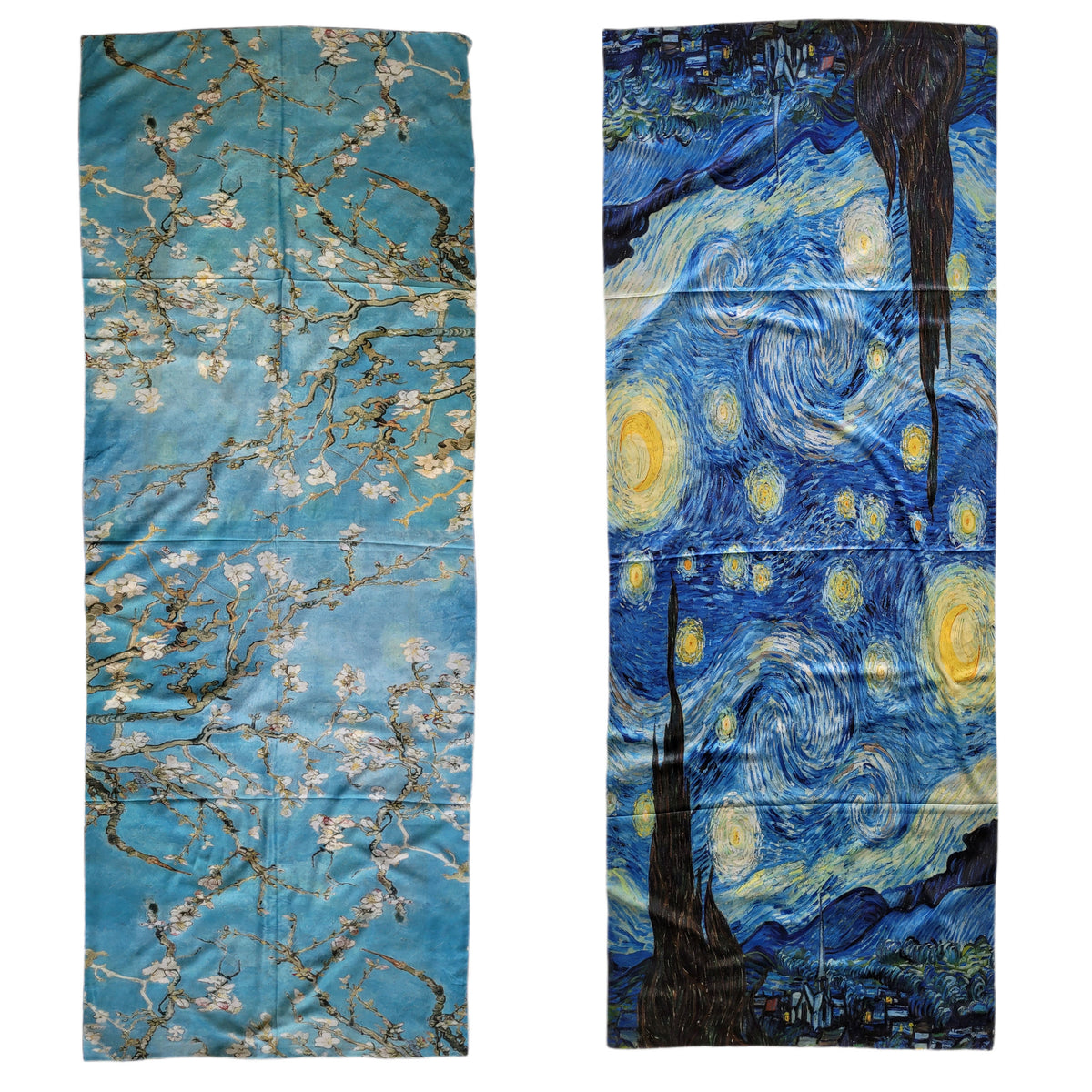 Wendeschal Stola Van Gogh inspiriert – Mandelblüte & Sternennacht – 100% Viskose 180x70 cm