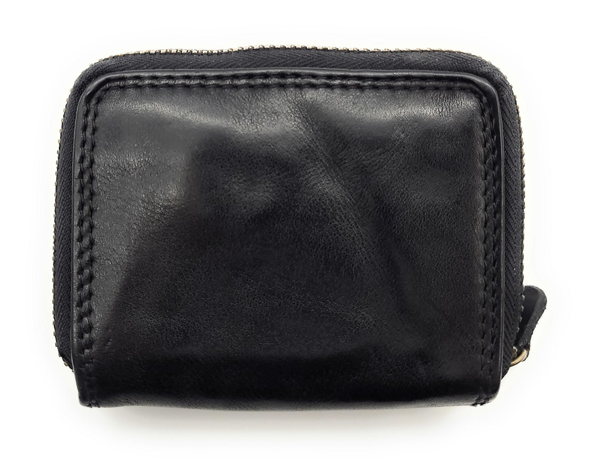 Hill Burry Mini echt Leder Damen Geldbörse Portemonnaie RFID Schutz Waschleder schwarz