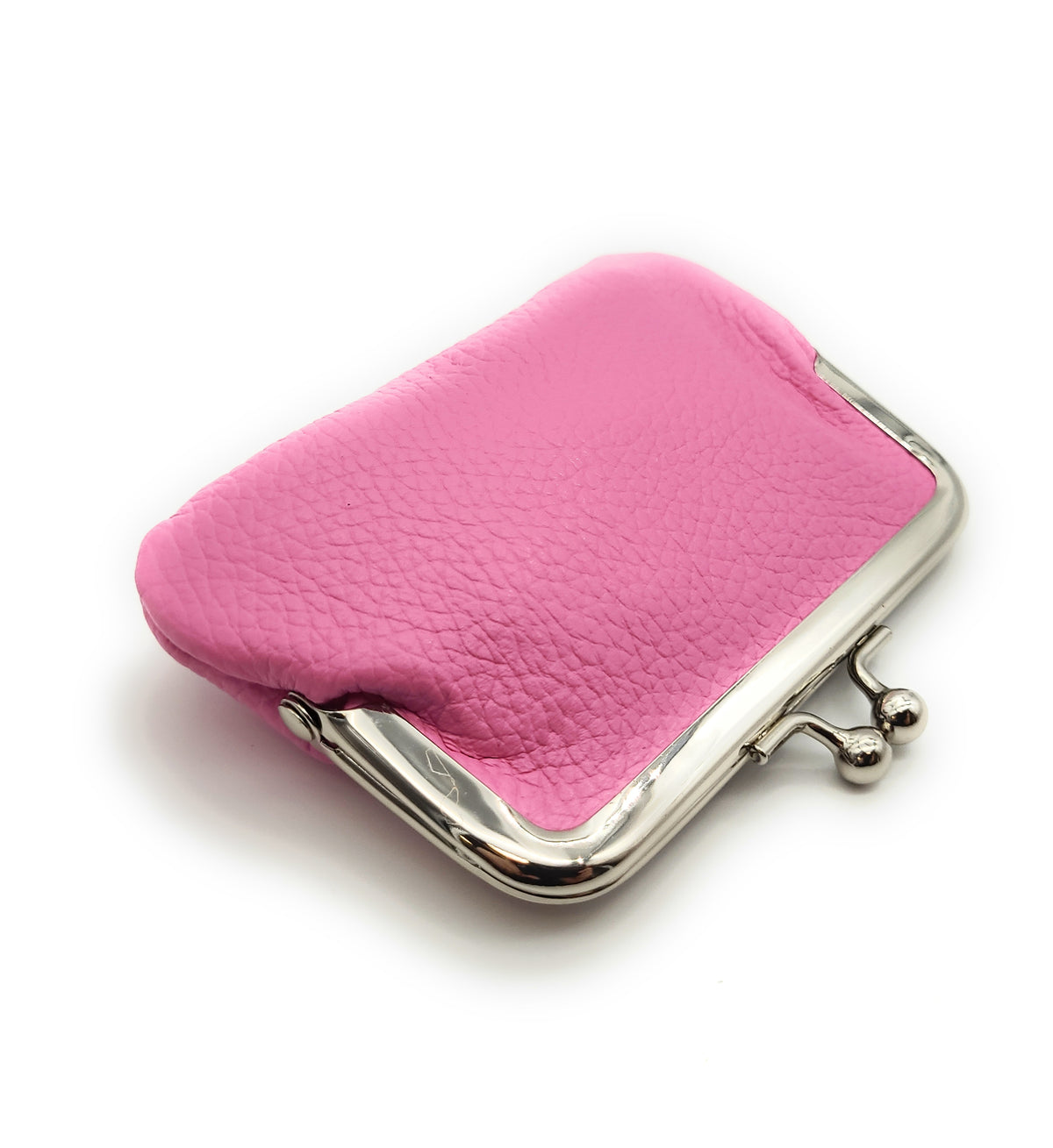 Mini Geldbörse Bügelbörse Rindleder pink – Made in Italy, kompakt & vielseitig