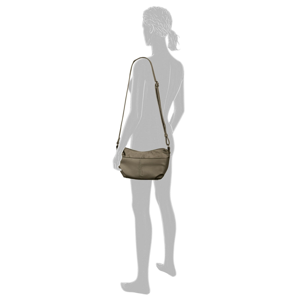 Tom Tailor Banana Bag Miha elegante Umhängetasche Handtasche Velours- & Lederimitat khaki