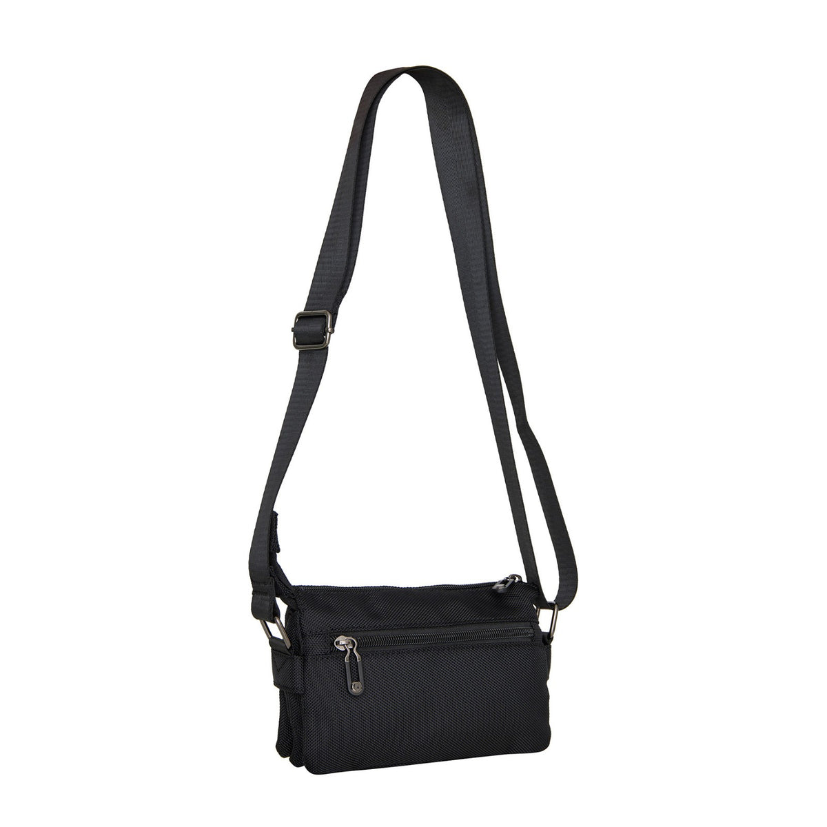 Mustang Umhängetasche Dabas – kleine Schultertasche aus Nylon mit Reißverschlussfächern & verstellbarem Gurt schwarz