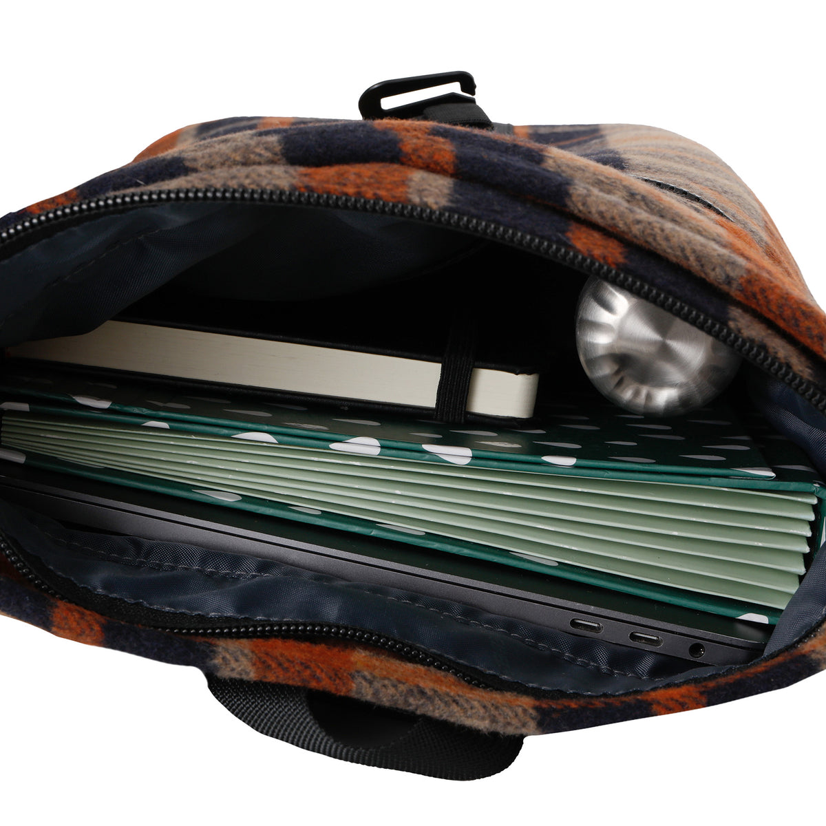 New Rebels Scott Roll Up Rolltop City Rucksack Los Angeles Flanell karo orange