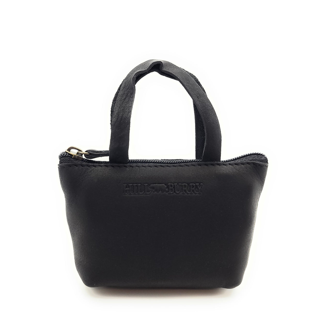 Hill Burry Schlüsseletui Leder Damen Schwarz - Mini Täschchen Reißverschluss