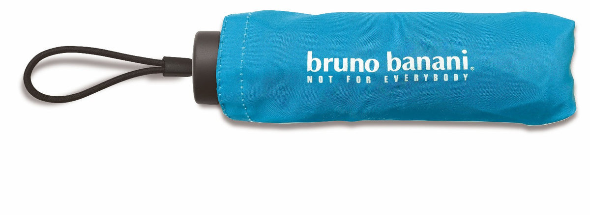 bruno banani Regenschirm Shorty – Handöffner, 7-teiliges Gestell, Polyester Pongee, mattierter Griff mit Logodruck, Schirmdach mit schwarzer Borte, Hülle mit Reißverschluss Aqua