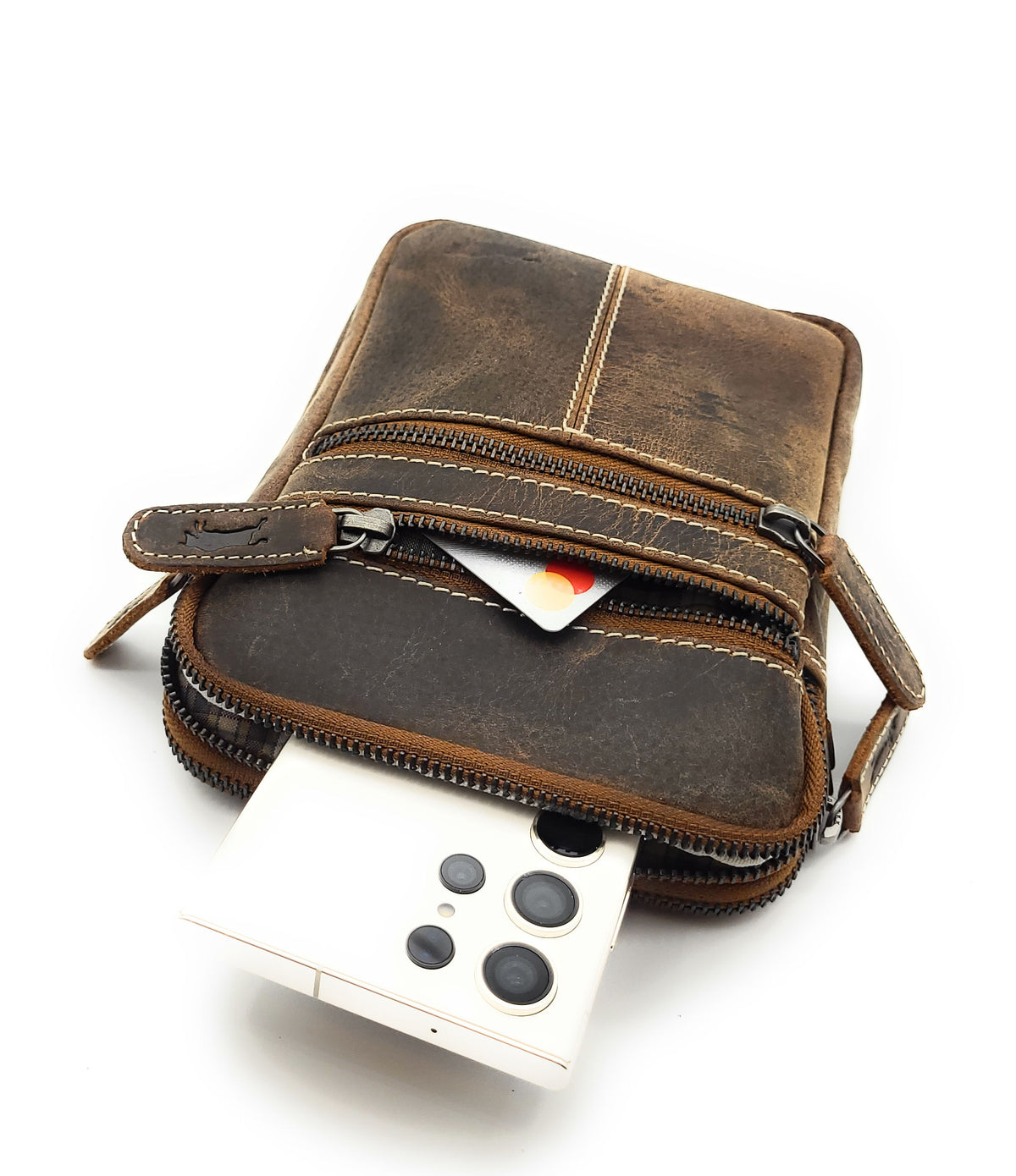 Umhängetasche Büffelleder Vintage Braun – Herren & Unisex | VEN-TOMY® Genuine Leather