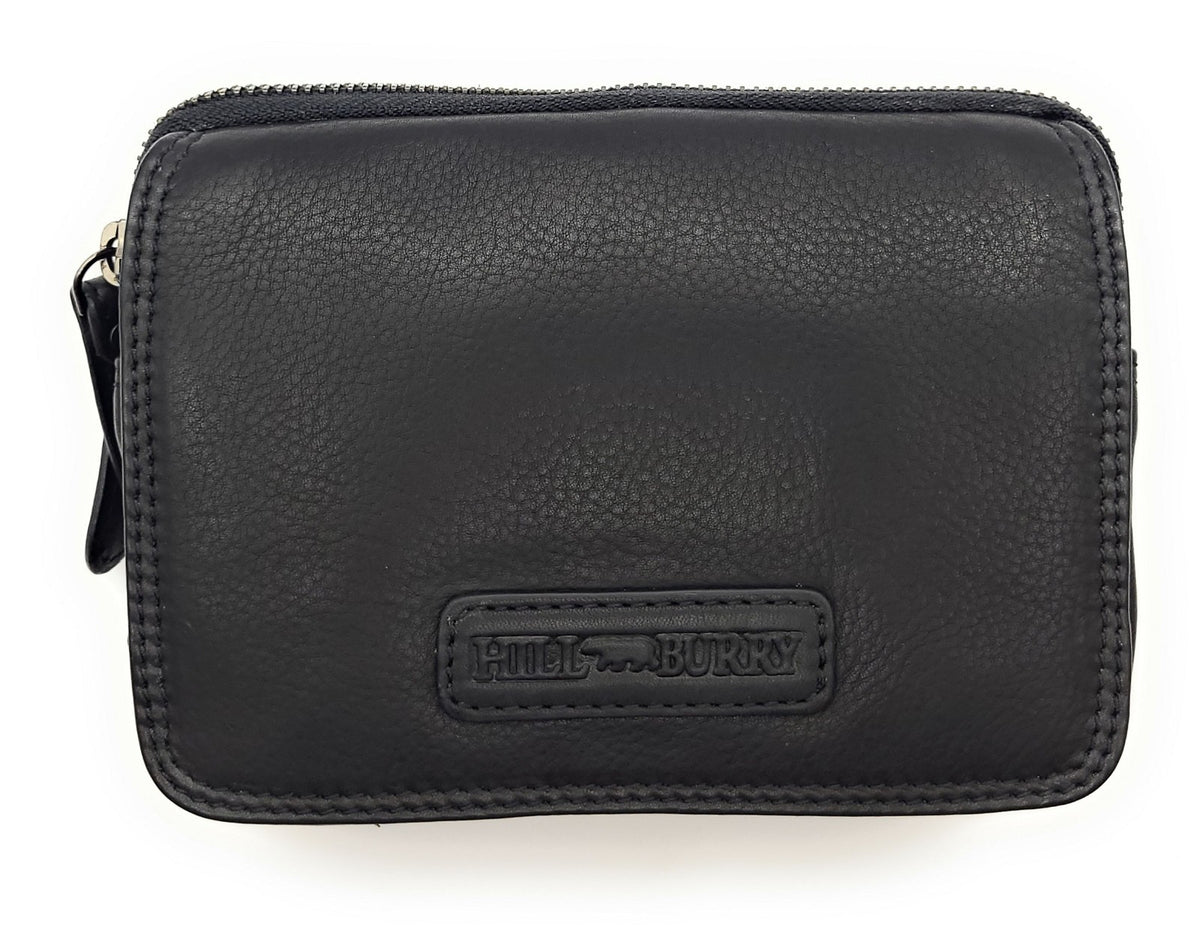 Hill Burry Gürteltasche Rindleder schwarz | 2 Hauptfächer, Magnetverschluss, Gürtelschlaufen doppelt genäht