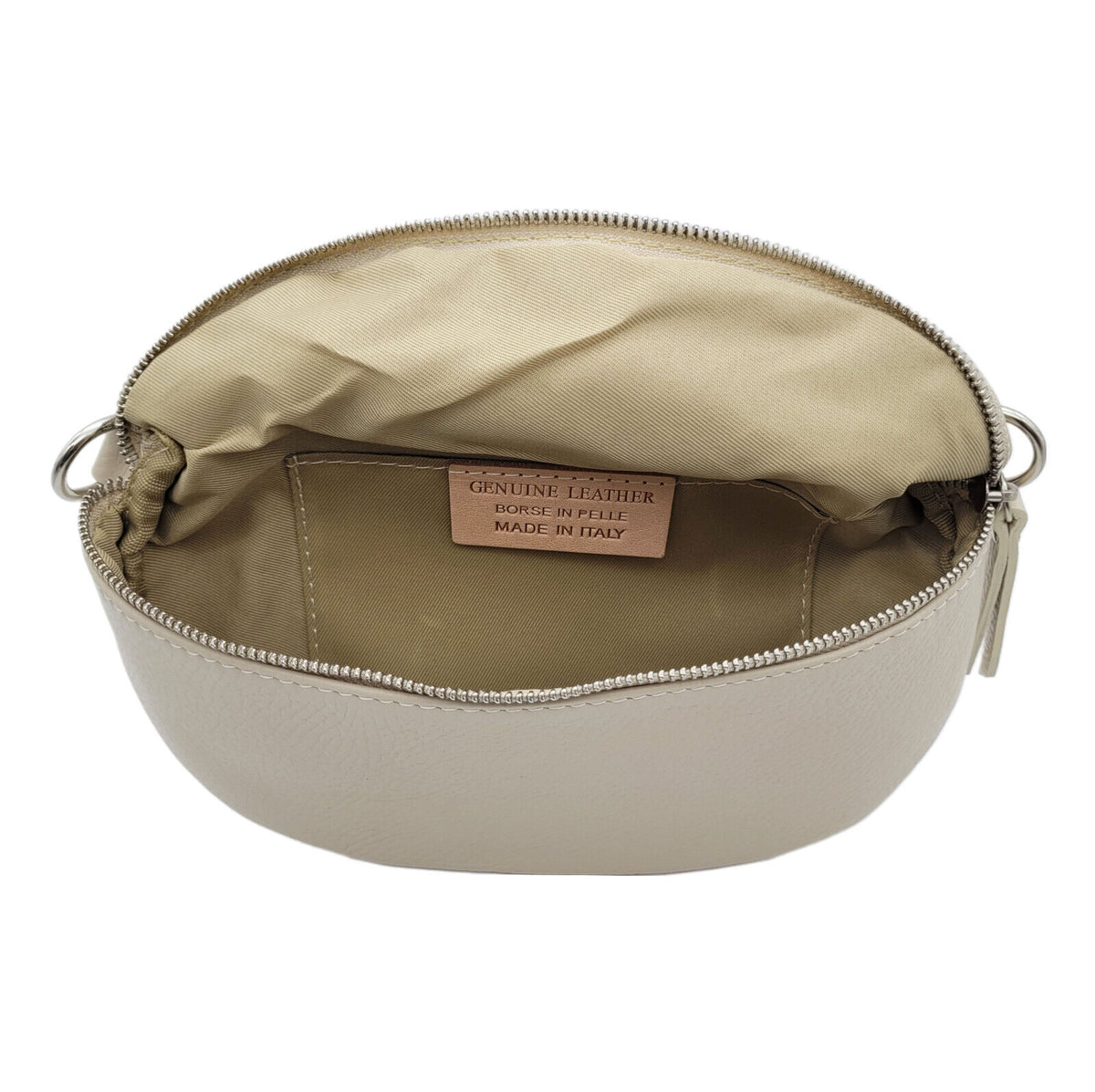 echt Leder Damen Crossbag Umhängetasche Schultertasche Handtasche made in Italy beige