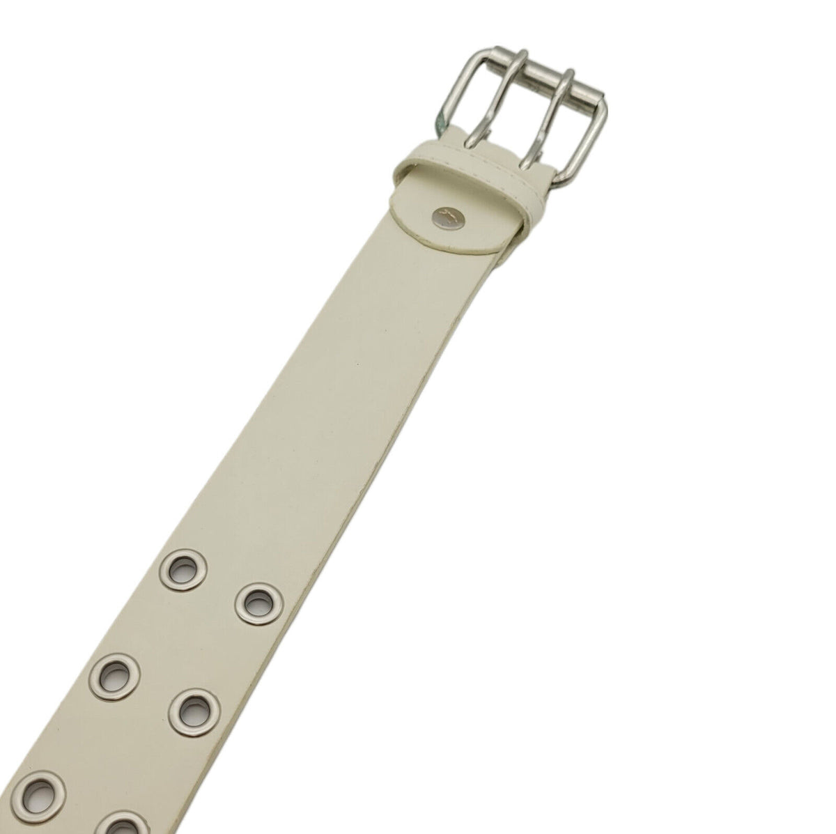 2-Loch Nietengürtel Ösen Gürtel Jeansgürtel Damen Herren echt Leder & PU 135cm weiß (120cm Bundweite)