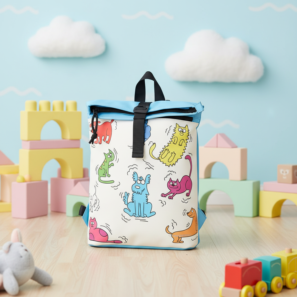 New Rebels Mart Art Roll Up City Rucksack Los Angeles Cartoon, wasserabweisend, Hunde und Katzen