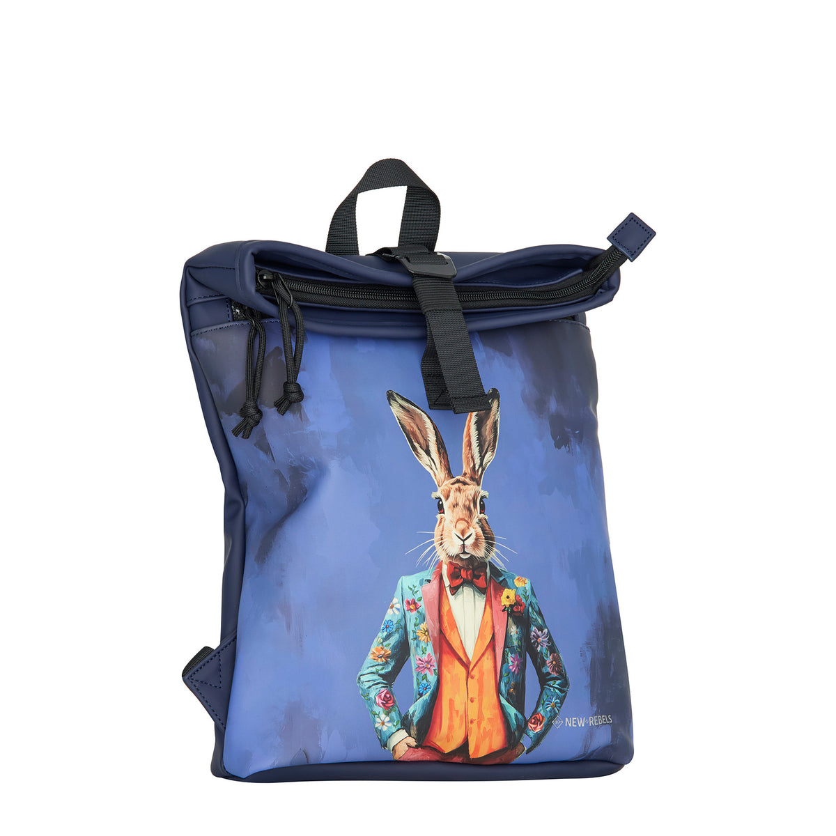 New Rebels Rolltop Cityrucksack Los Angeles – Stylischer Rolltop Rucksack mit Hasen-Design, Wasserabweisend & Praktisch