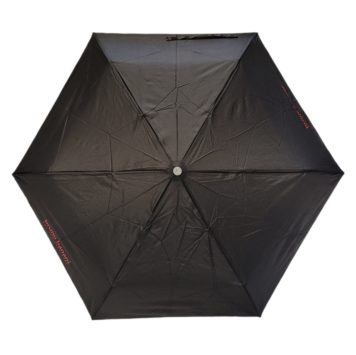 bruno banani Mini-Regenschirm – Handöffner, Stahl-Fiberglasgestell, Polyester Pongee, geriffelter Griff mit erhabenem Logo Schwarz Rot