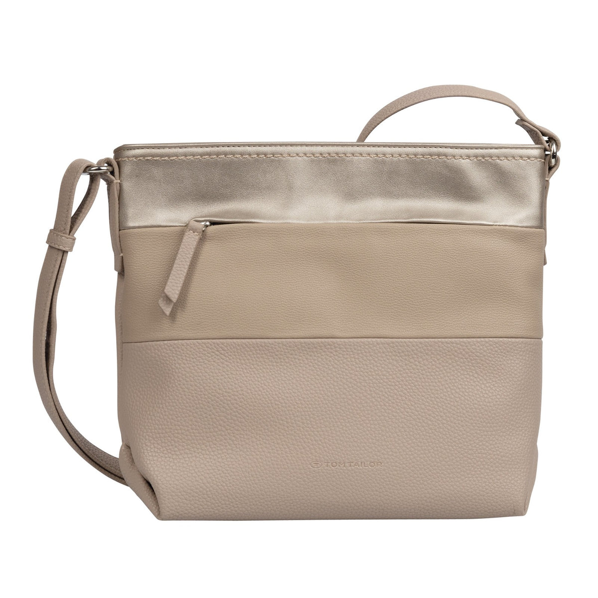 Tom Tailor Umhängetasche Nicolina – PU Handtasche mit Reißverschluss & Fächern – 27,5x10x23 cm mixed taupe