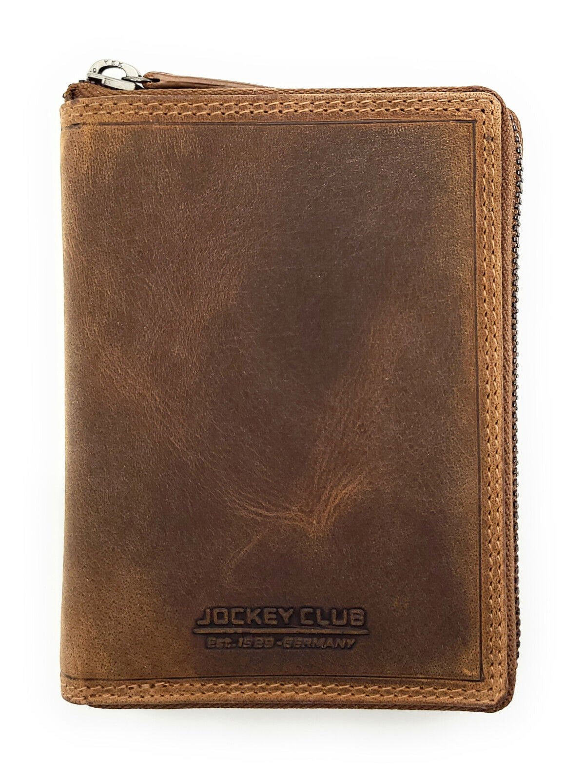Jockey Club Leder Geldbörse mit RFID-Schutz – Büffelleder Vintage Braun