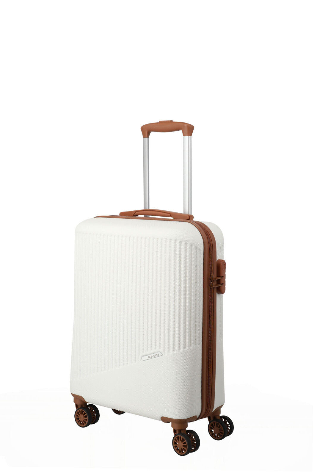 Travelite Bali Handgepäck S Trolley Koffer 55cm 4 Rad / Rollen Hartschale weiß cognac