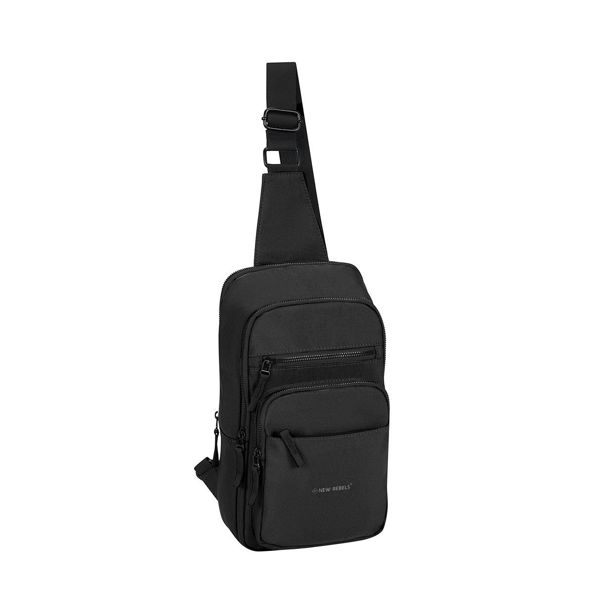 New Rebels Walden - Caldwell große Crossbody Bag – Nylon Umhängetasche mit Tabletfach & Sicherheitsfach schwarz