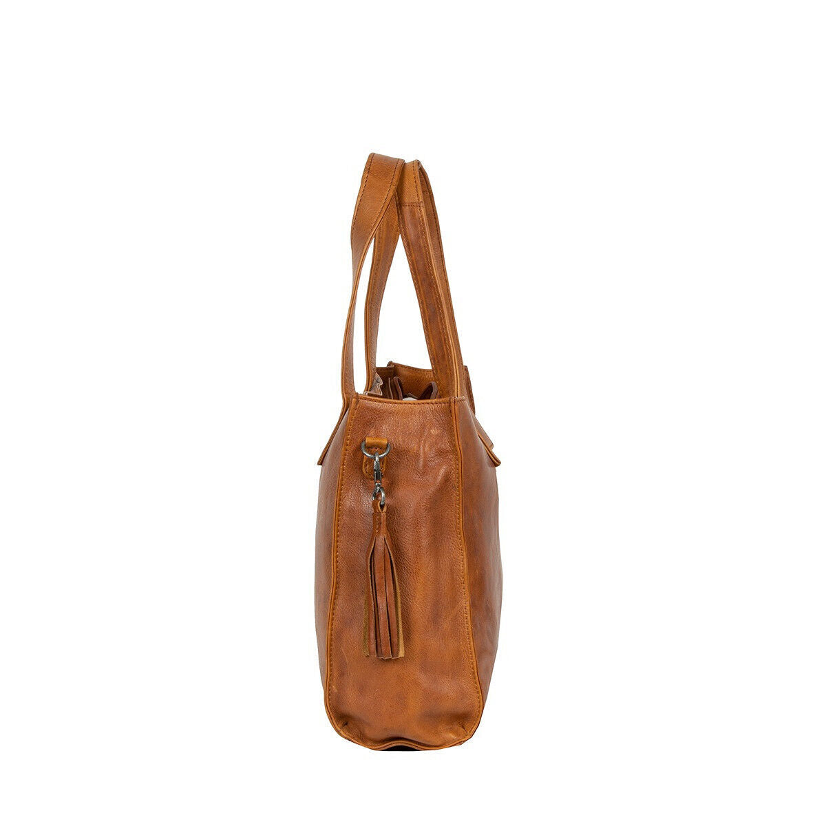 Justified Bags echt Leder Medium Damen Shopper Handtasche abnehmbarer Schultergurt Nynke cognac