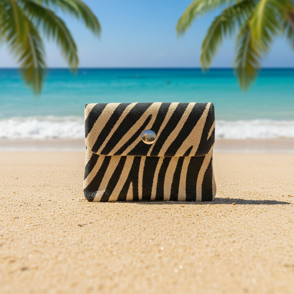 Mini Geldbörse aus echtem Rindleder – kompaktes Leder Portemonnaie Made in Italy zebra