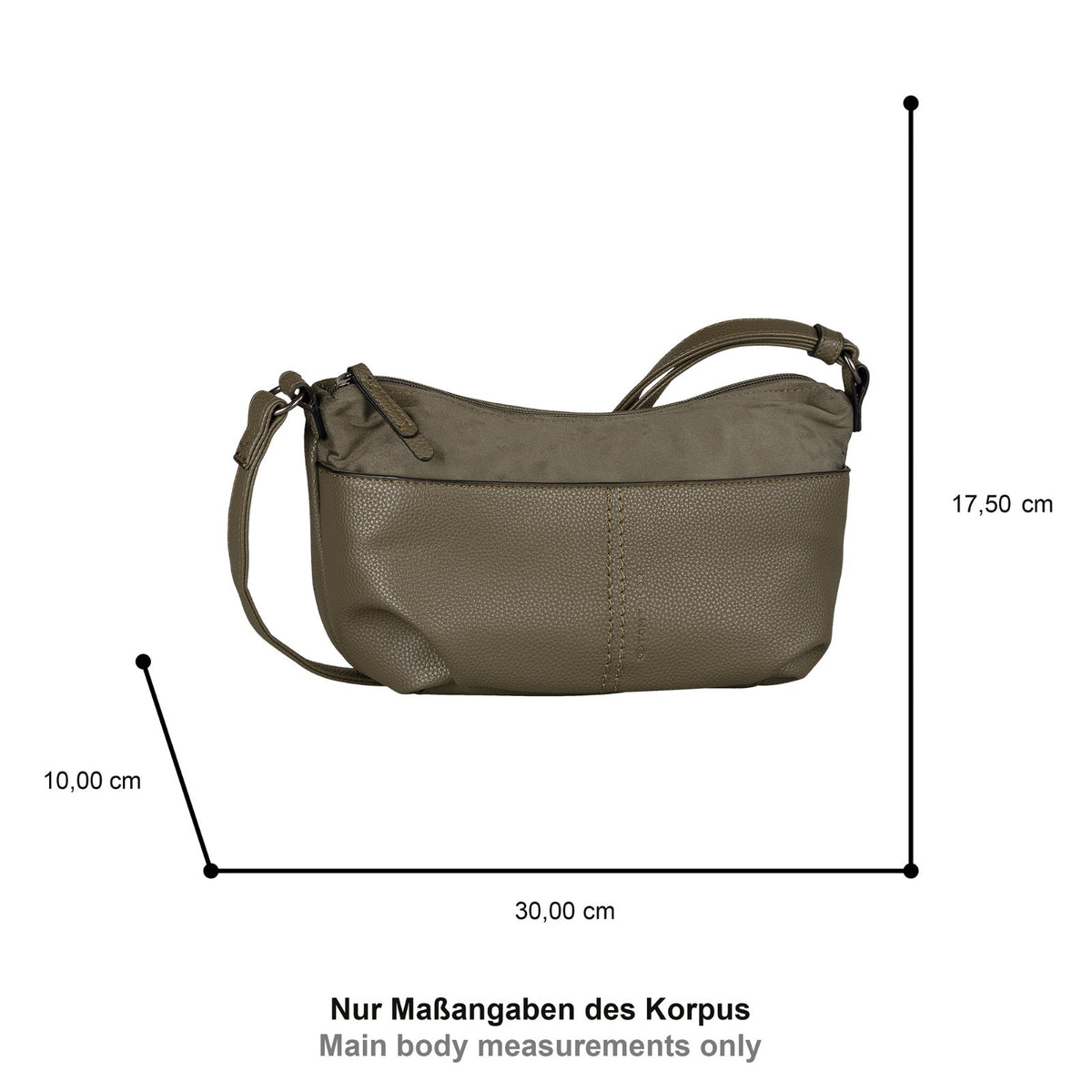 Tom Tailor Banana Bag Miha elegante Umhängetasche Handtasche Velours- & Lederimitat khaki