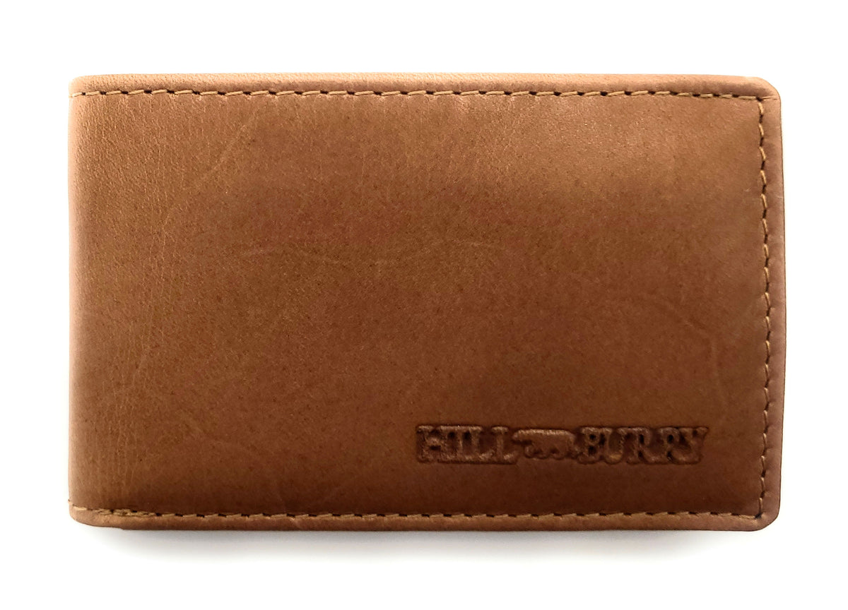 Hill Burry Mini Geldbörse aus Rindleder – RFID Schutz, 6 Kartenfächer & Münzfach braun