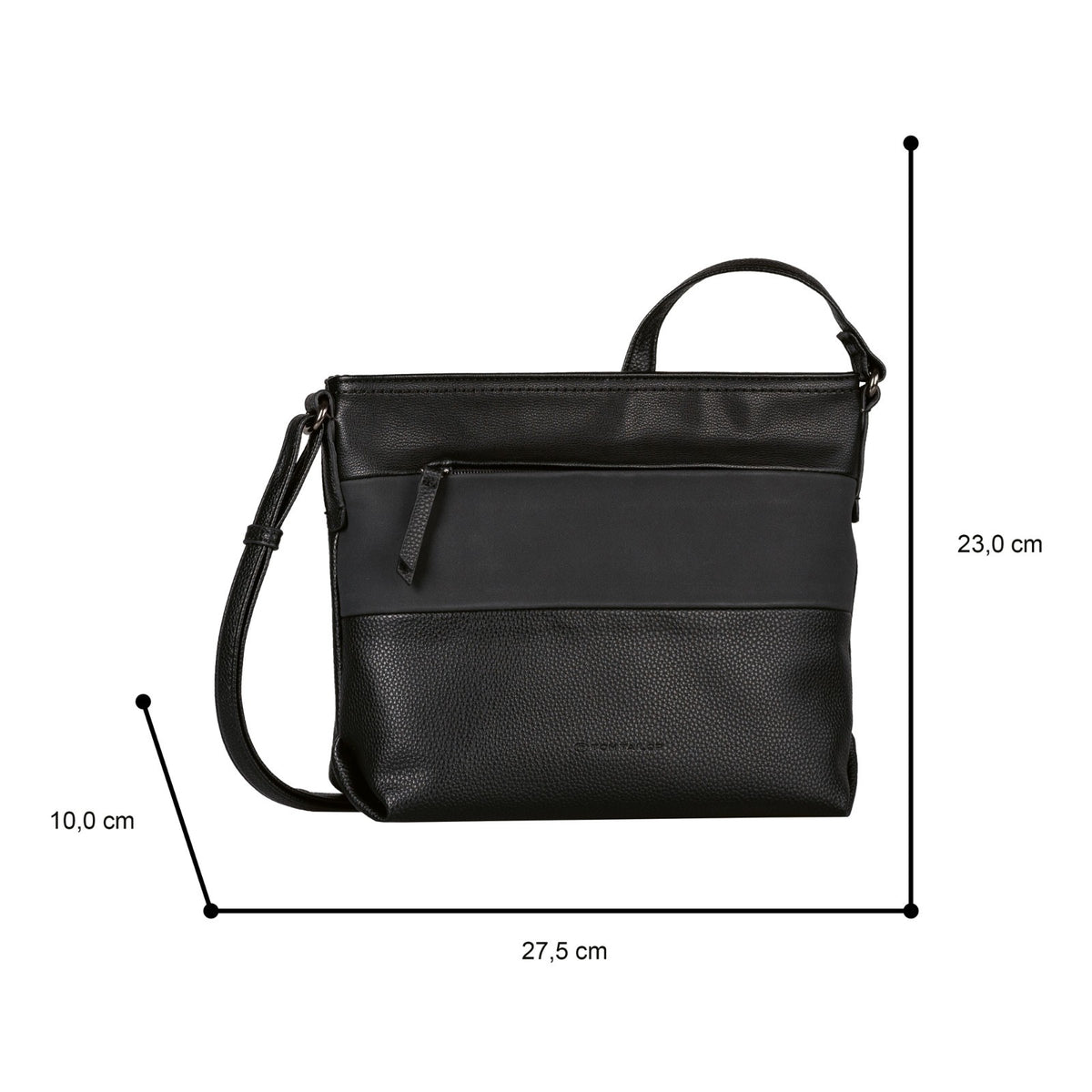 Tom Tailor Umhängetasche Nicolina – PU Handtasche mit Reißverschluss & Fächern – 27,5x10x23 cm mixed black