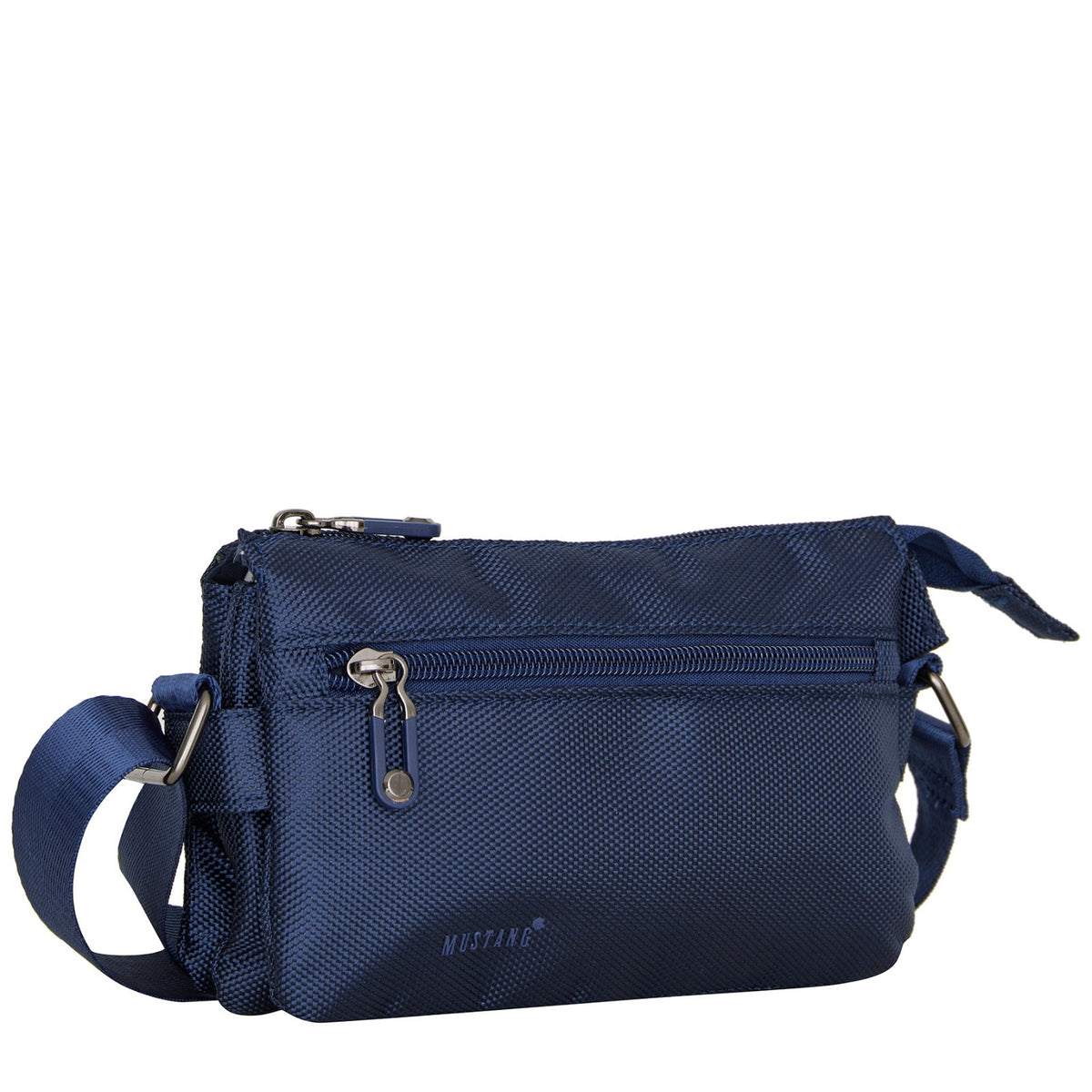 Mustang Umhängetasche Dabas – kleine Schultertasche aus Nylon mit Reißverschlussfächern & verstellbarem Gurt navy blau