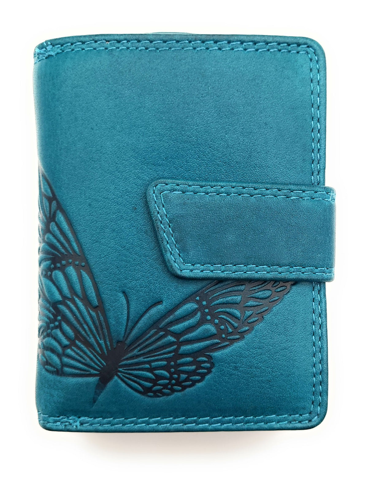 Jockey Club Leder Geldbörse Damen RFID Schmetterling Petrol