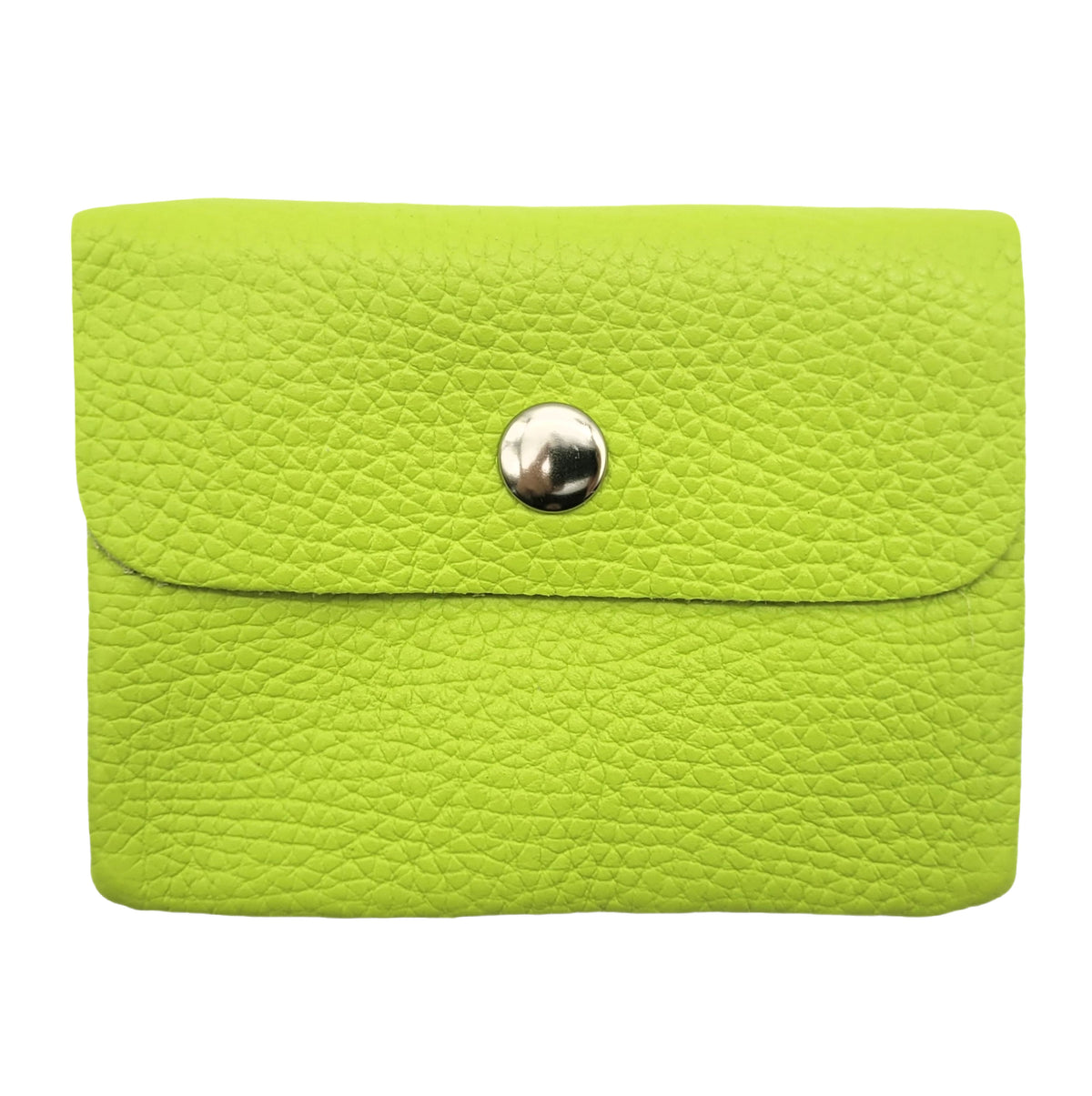 Mini Geldbörse aus echtem Rindleder – kompaktes Leder Portemonnaie Made in Italy limetten-grün